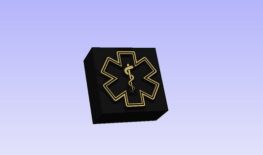 Medical Caduceus 2 shield First Responder Novelty 3D Polymer Leather Stamp