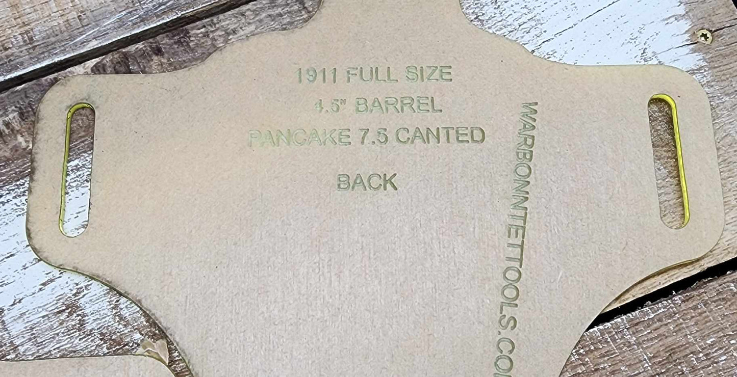 Acrylic Holster Templates for 1911 Commander 4.5" Barrel