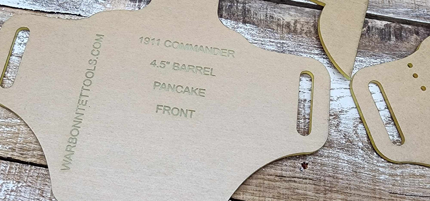 Acrylic Holster Templates for 1911 Commander 4.5" Barrel