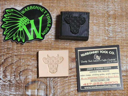 AZTEC COW HEAD 3D Polymer Leather Stamp
