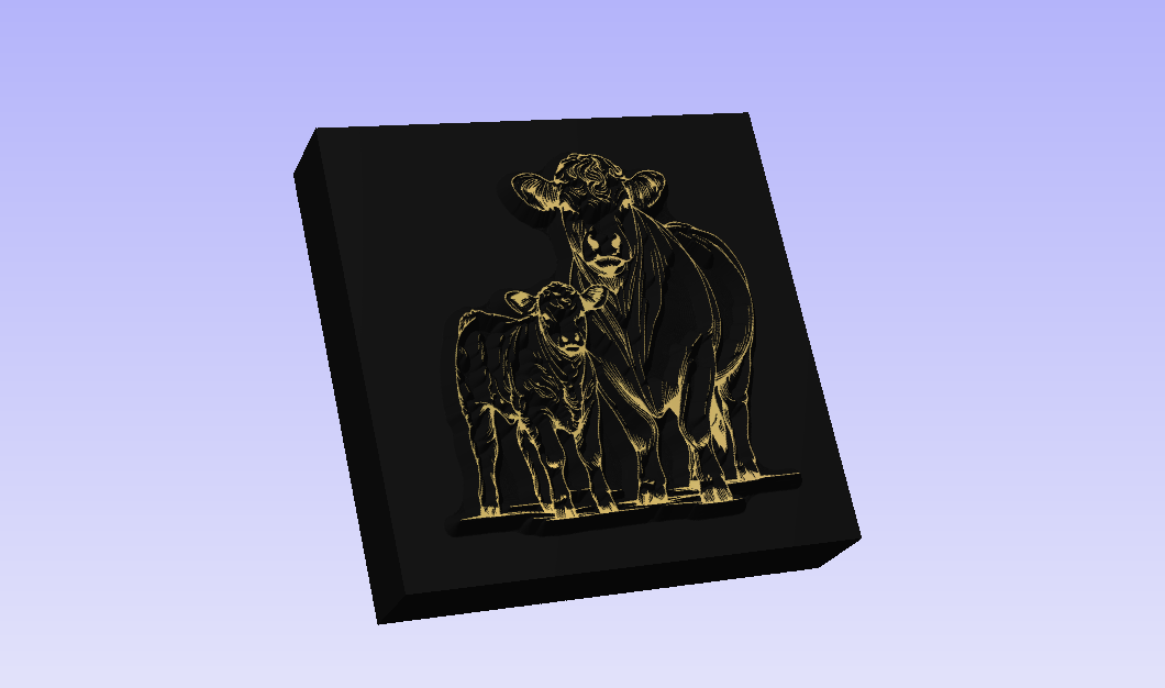 COW CALF 02 3D Polymer Leather Stamp