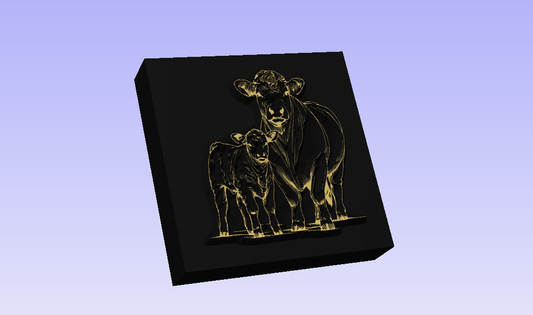 COW CALF 02 3D Polymer Leather Stamp
