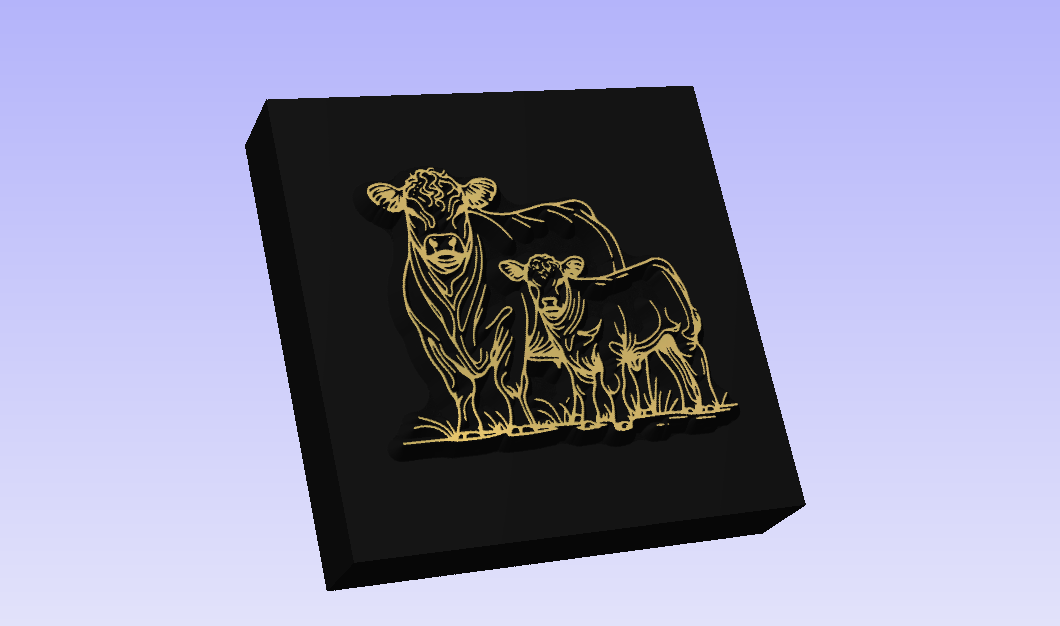 COW CALF 03 3D Polymer Leather Stamp