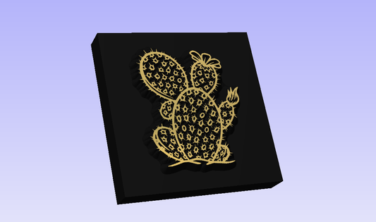 PRICKLY PEAR CACTUS IN BLOOM 3D Polymer Leather Stamp