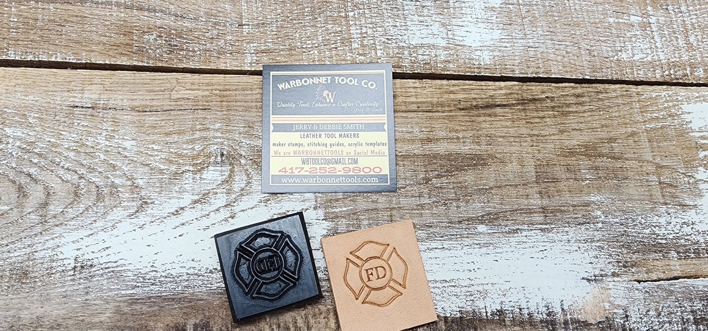 Fireman Departmant Maltese Cross First Responder Novelty 3D Polymer Leather Stamp
