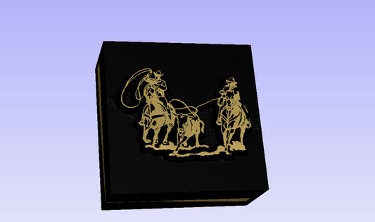 Team Ropers Roper Rodeo Novelty 3D Polymer Leather Stamp