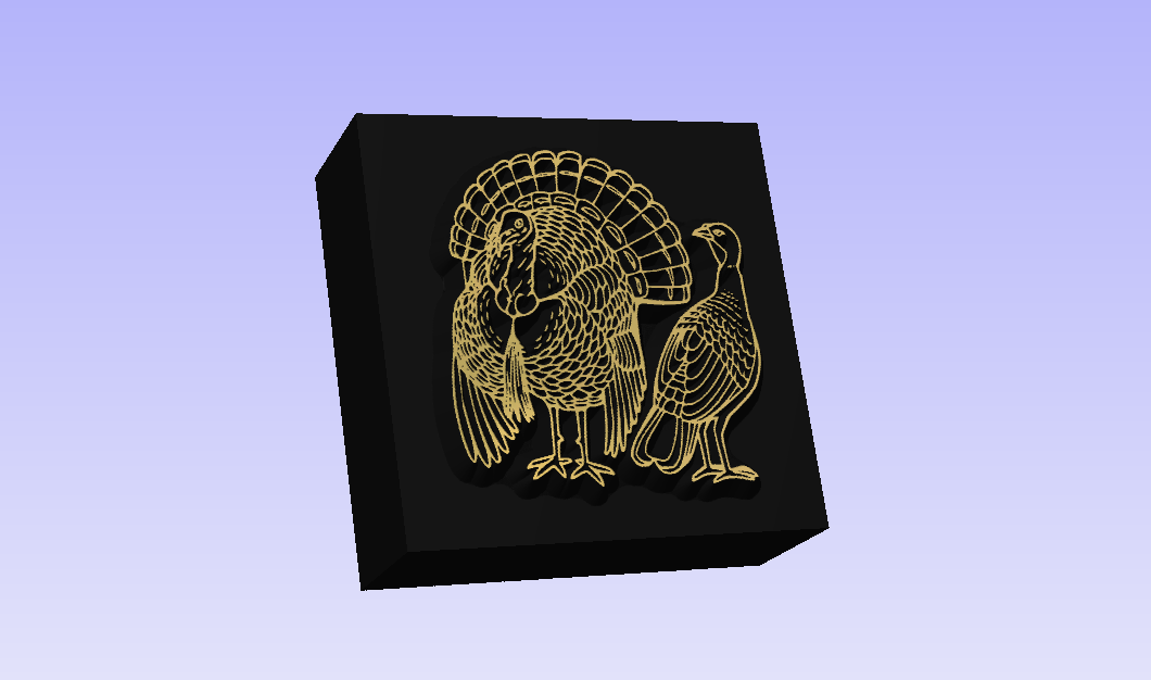 Turkey Pair Novelty 3D Polymer Leather Stamp