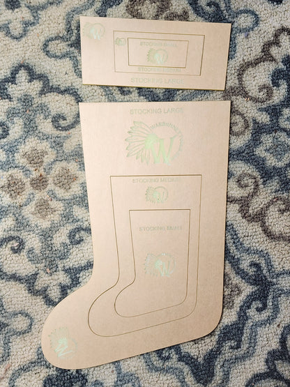 3 SIZES CHRISTMAS STOCKINGS Acrylic Templates Set