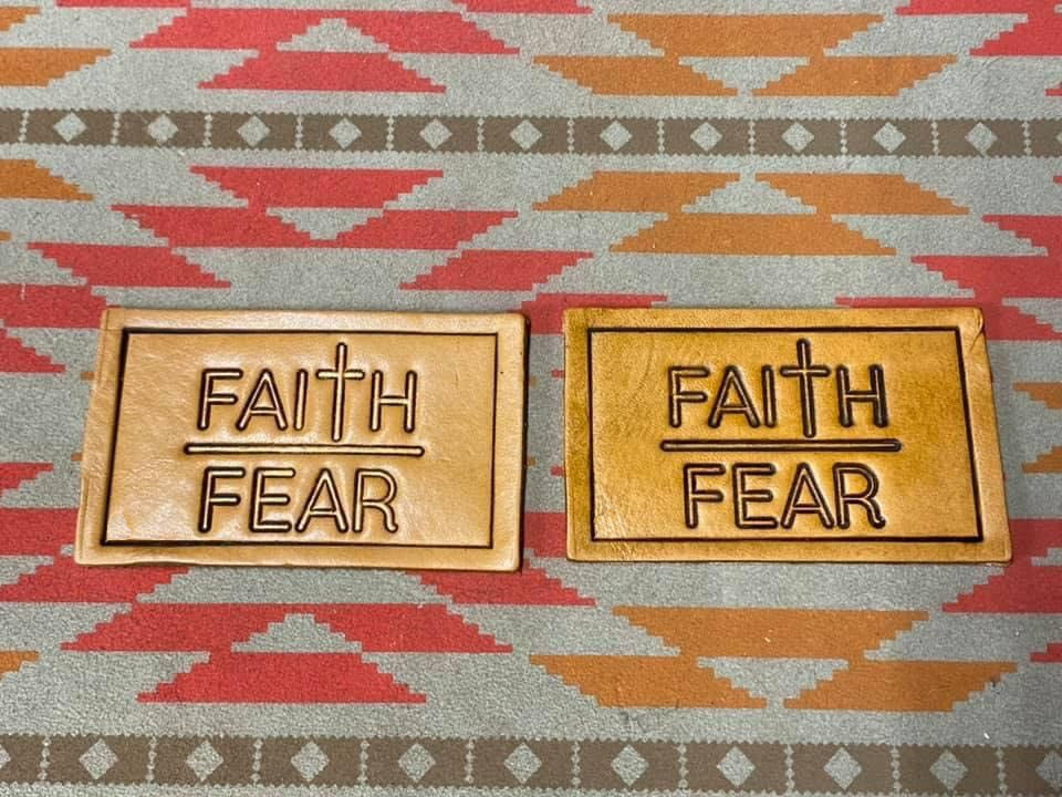 Leather Hat Patch Stamps Faith Over Fear