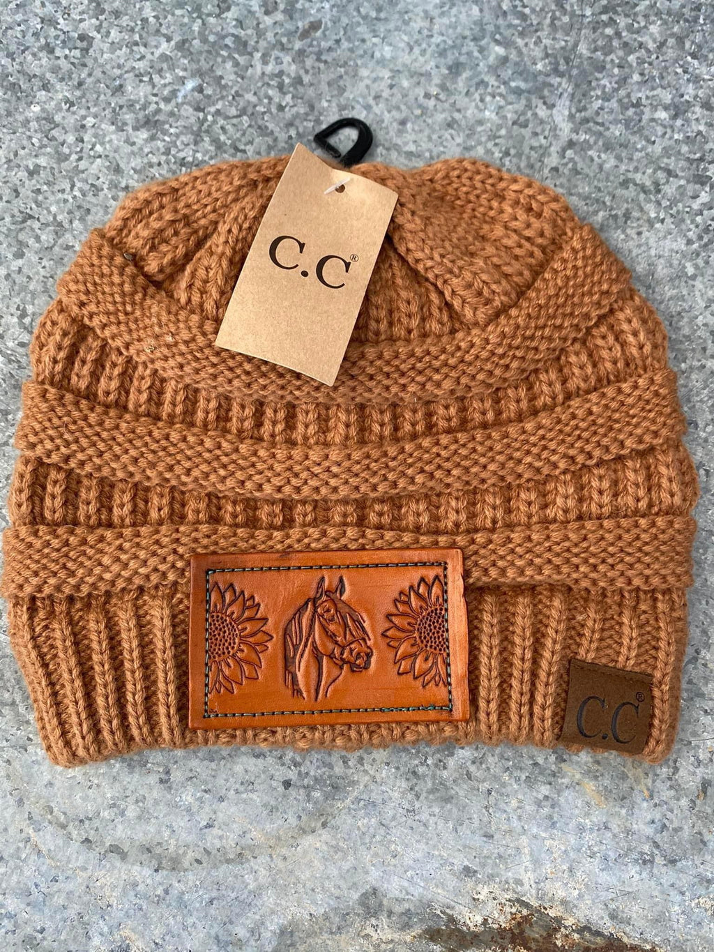 Leather Hat Patch Stamps SUNFLOWERS HORSE