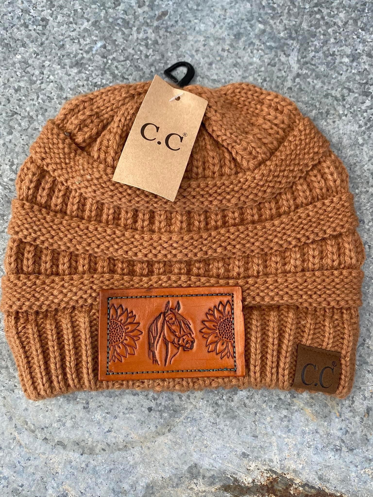 Leather Hat Patch Stamps SUNFLOWERS HORSE