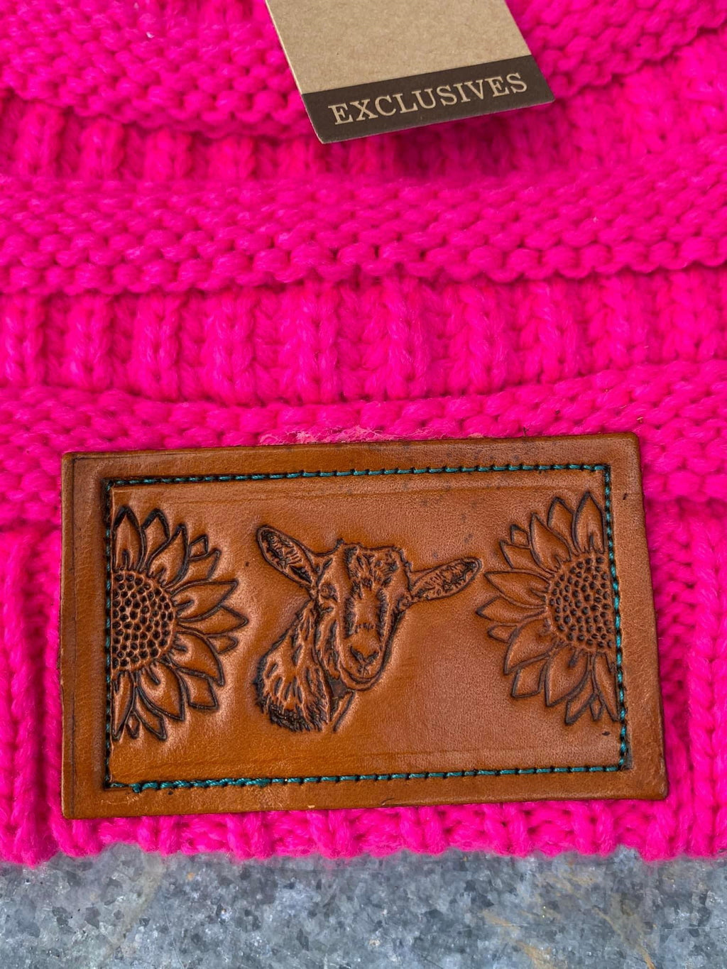 Leather Hat Patch Stamps SUNFLOWERS GOAT