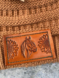 Leather Hat Patch Stamps SUNFLOWERS HORSE