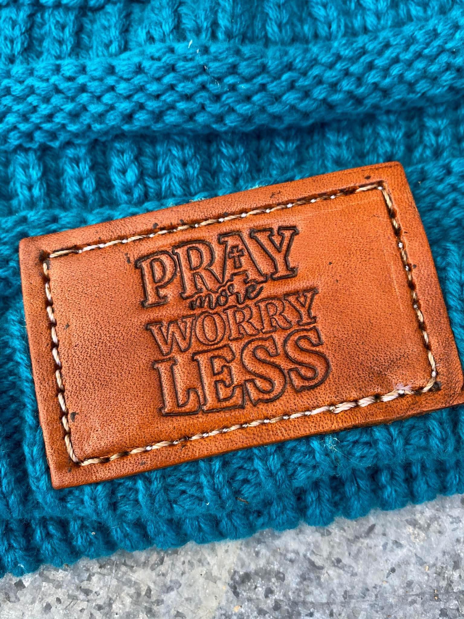 Leather Hat Patch Stamps Pray More Worry Less
