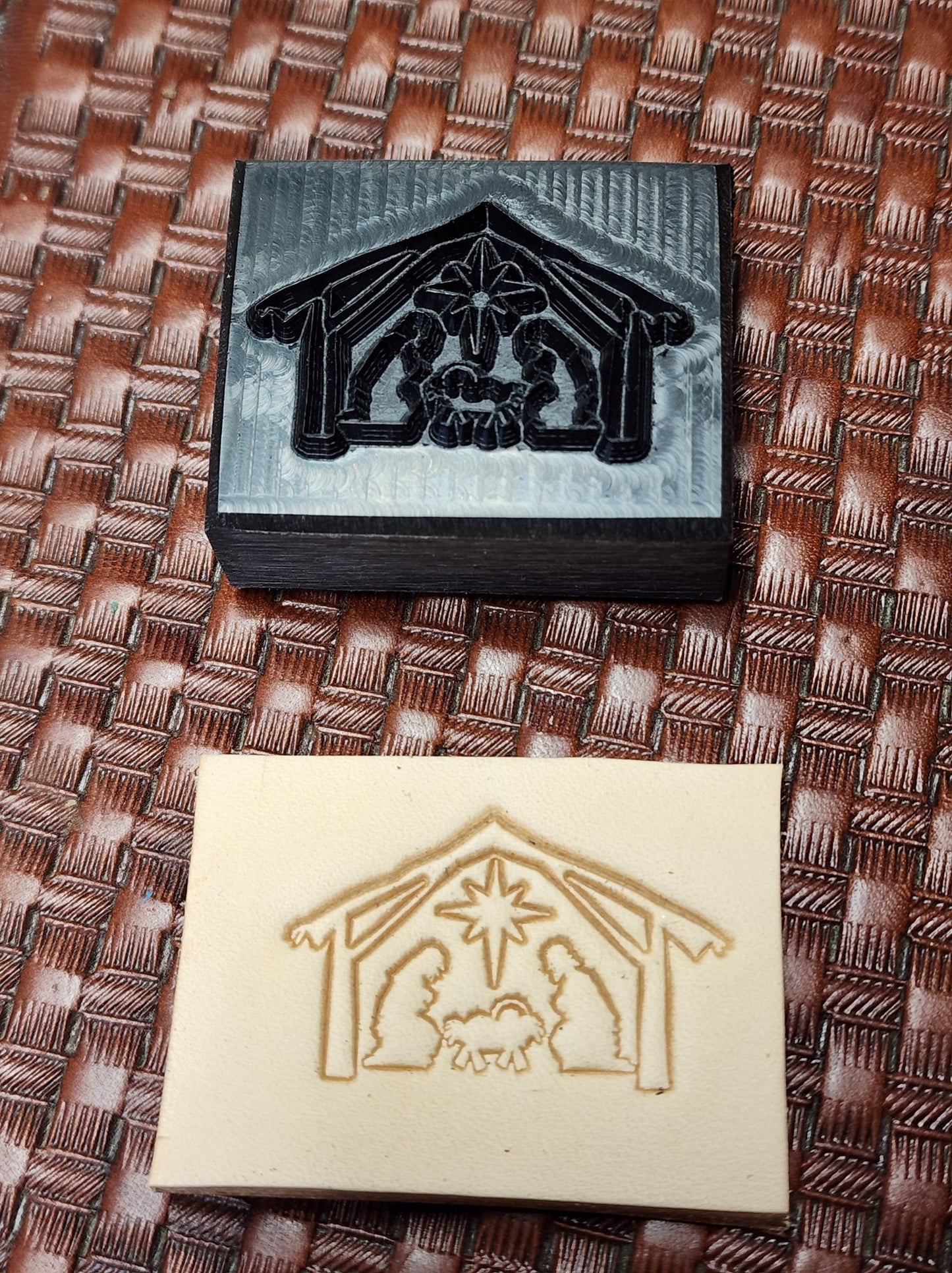 Christmas Nativity Scene Novelty 3D Polymer Leather Stamp