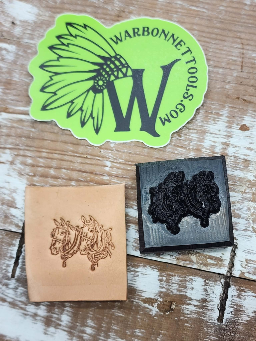 Draft Horses Team Novelty 3D Polymer Leather Stamp