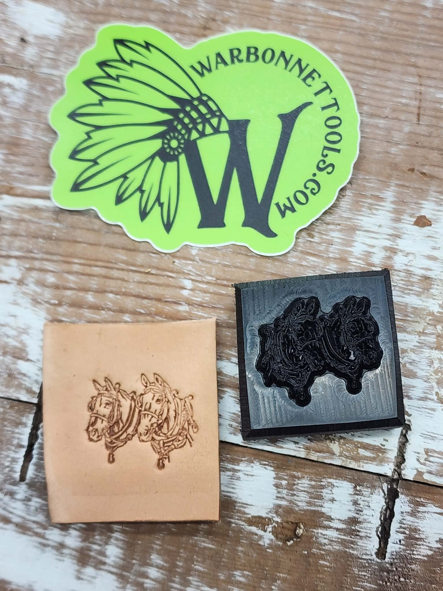 Draft Horses Team Novelty 3D Polymer Leather Stamp