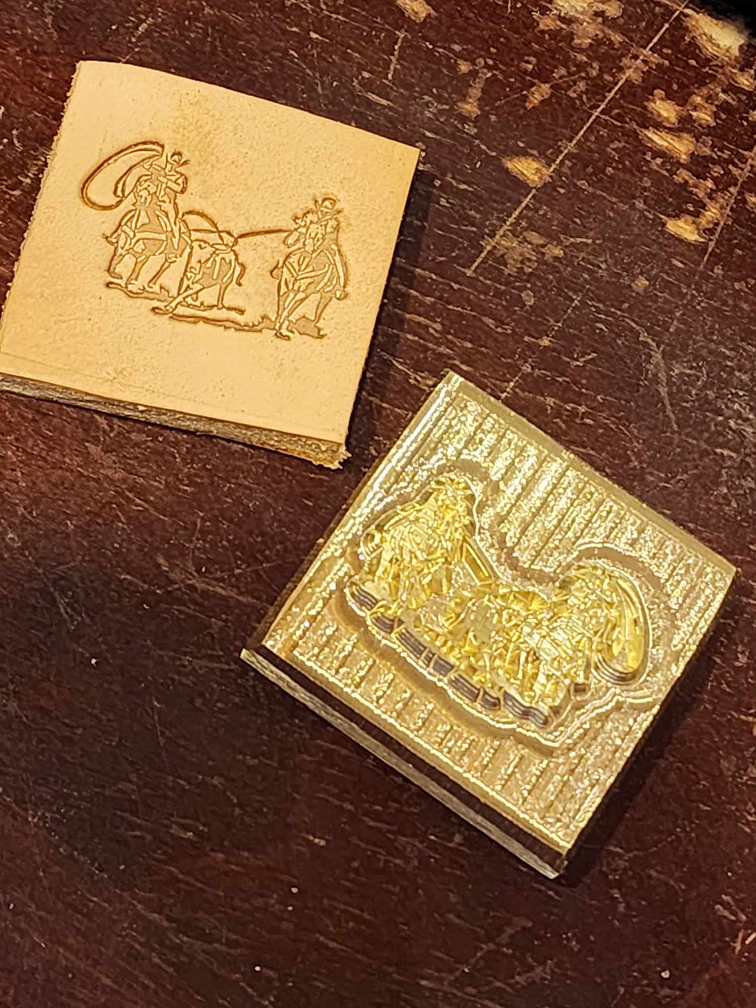 Team Ropers Roper Rodeo Novelty 3D Polymer Leather Stamp