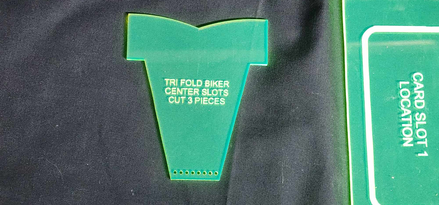 TRIFOLD BIKER STYLE WALLET ACRYLIC TEMPLATES SET PATTERN