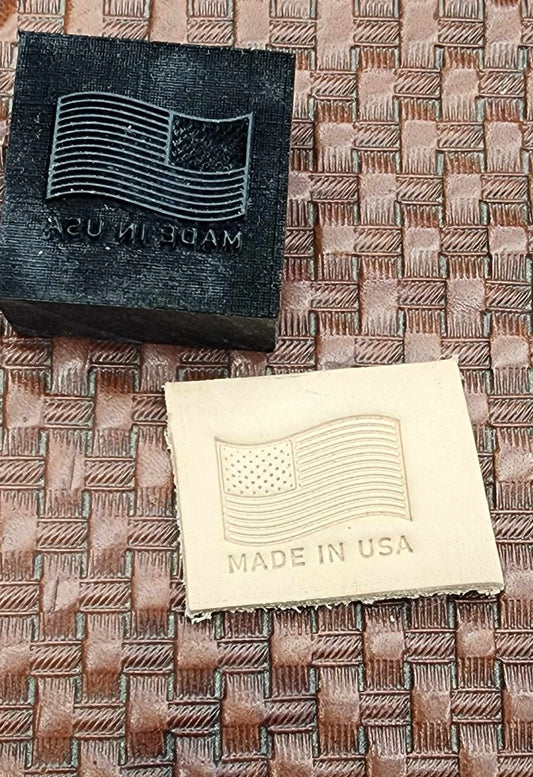 Made in the USA Flag Novelty 3D Polymer Leather Stamp