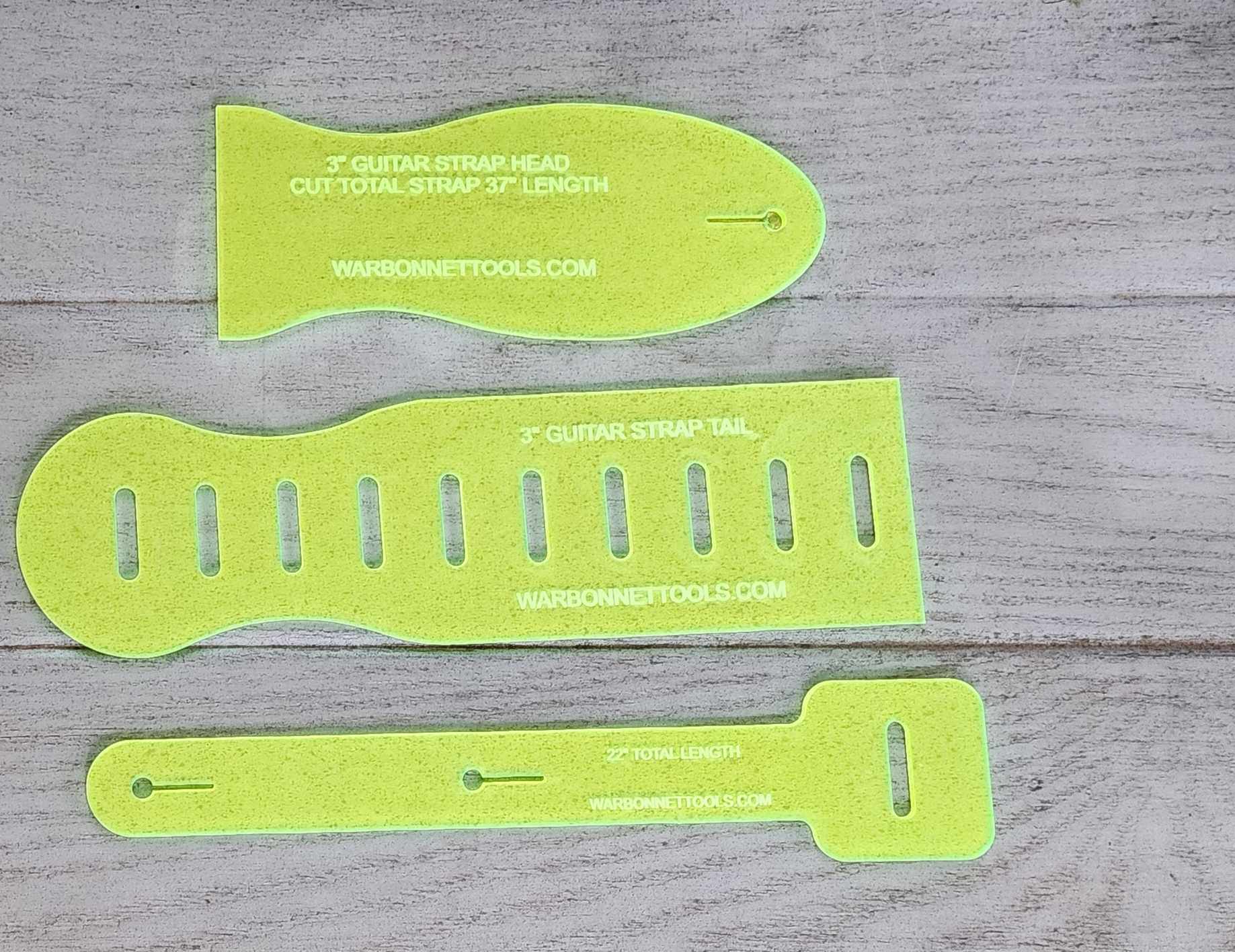 Guitar Strap in two sizes Acrylic Templates Set of 3