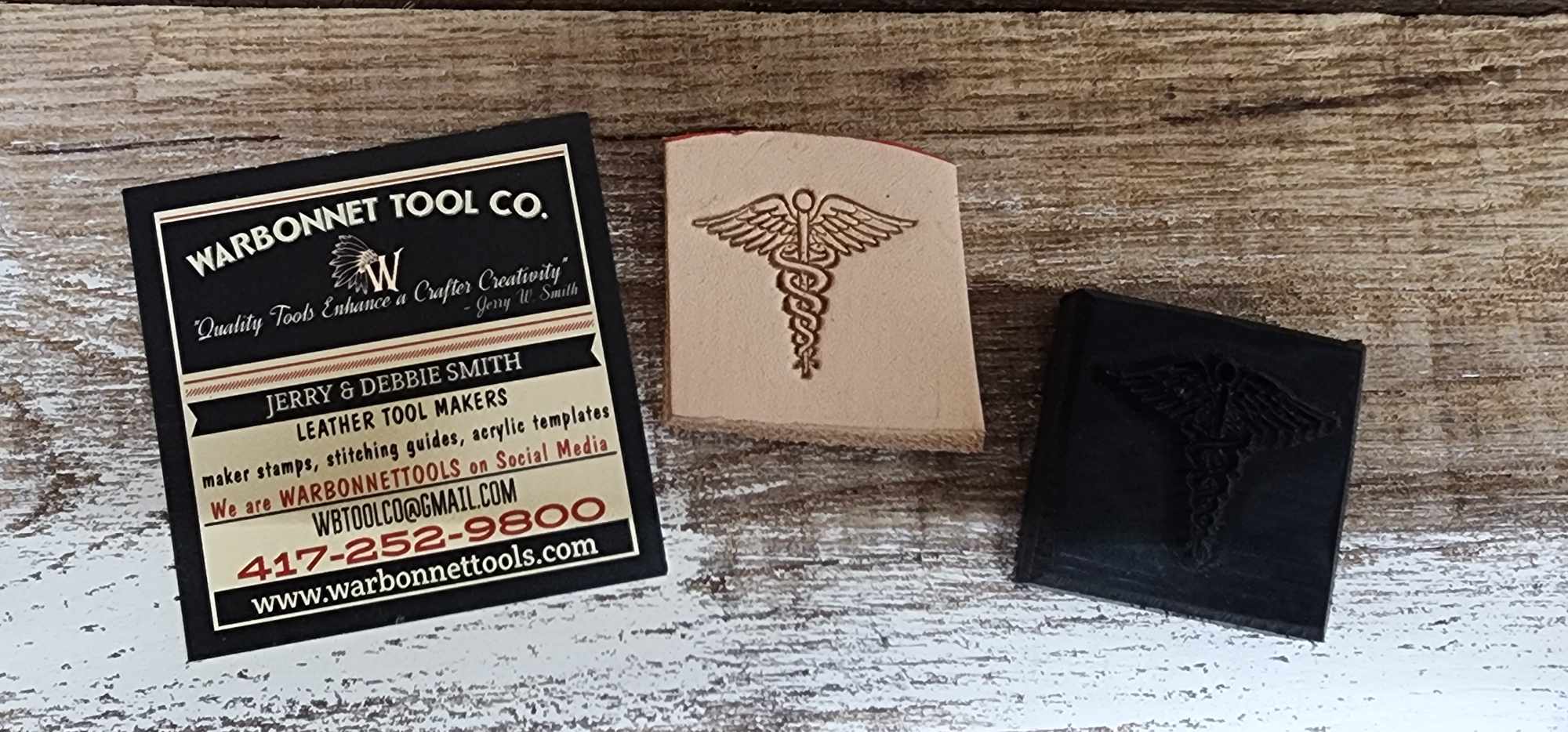 Medical Caduceus First Responder Novelty 3D Polymer Leather Stamp