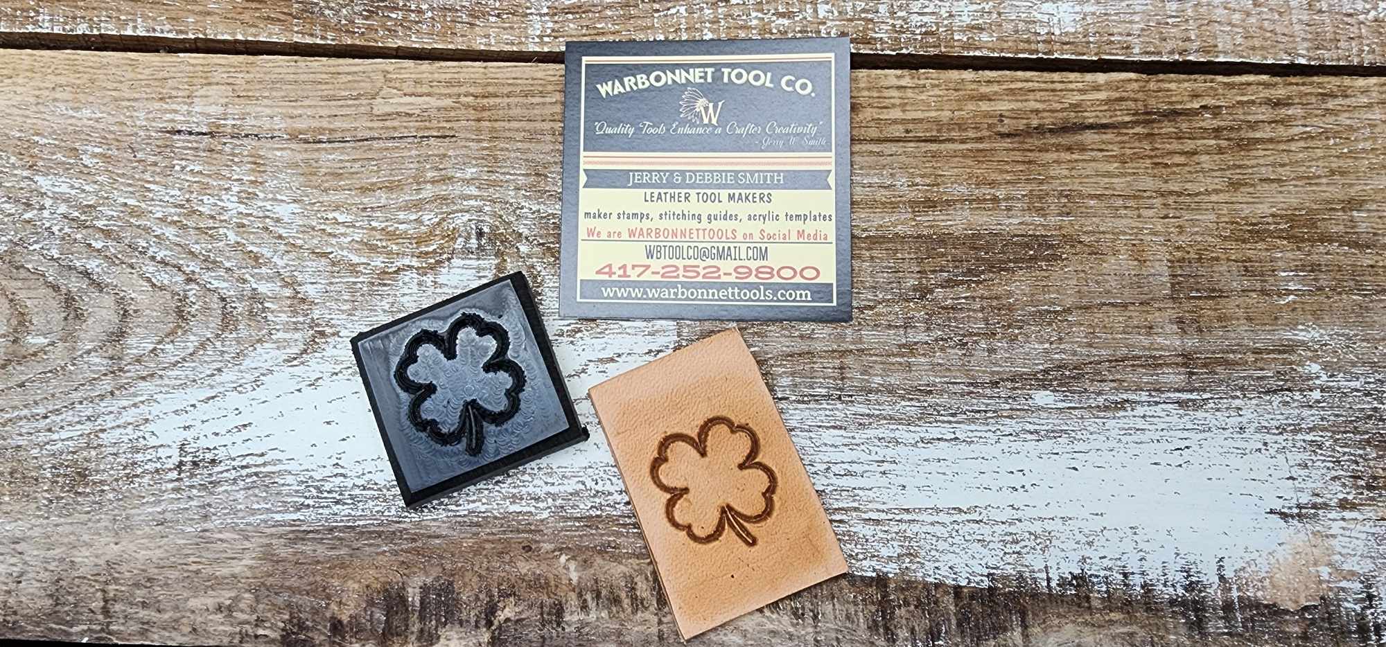 Four Leaf Clover Novelty 3D Polymer Leather Stamp
