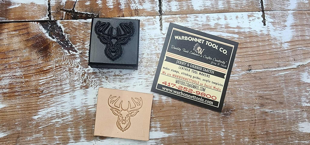 Buck Deer Head 1 Novelty 3D Polymer Leather Stamp