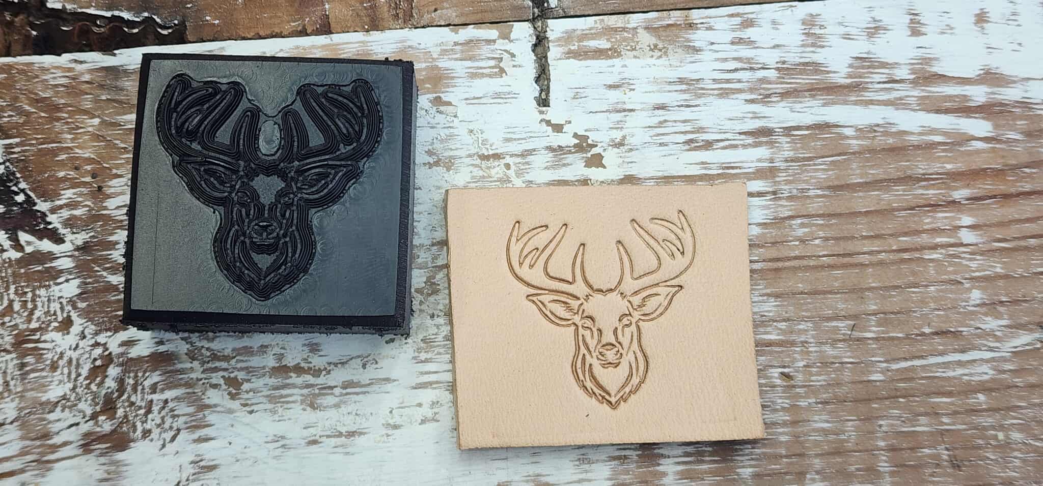 Buck Deer Head 1 Novelty 3D Polymer Leather Stamp