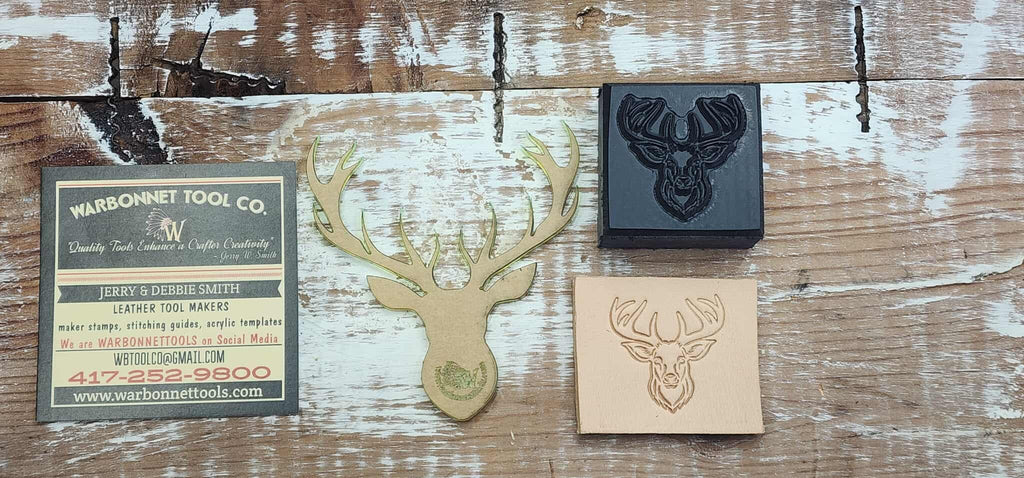 Buck Deer Head 1 Novelty 3D Polymer Leather Stamp