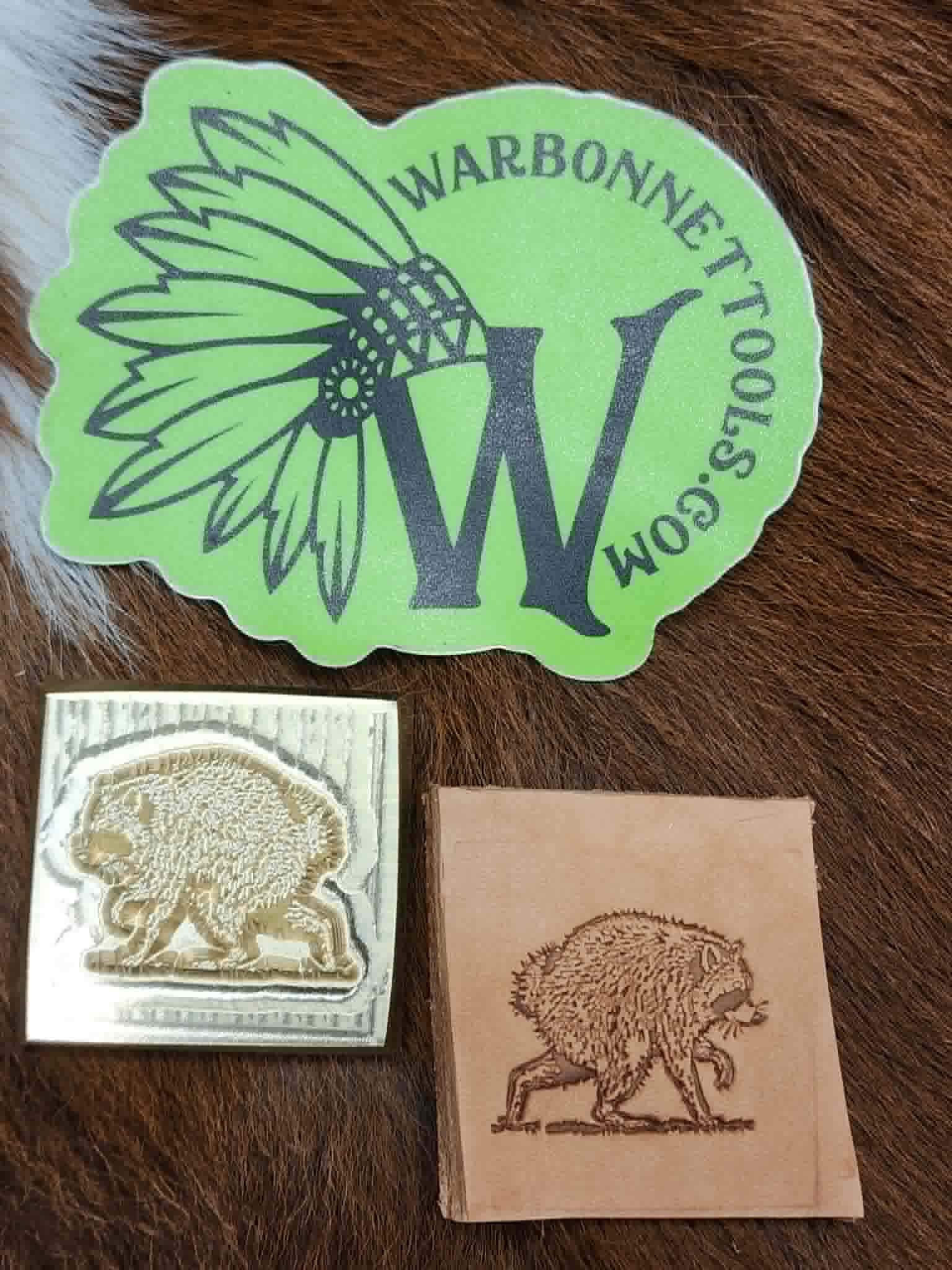 Jimothy Short Spine Racoon Novelty BRASS 3D Leather Stamp