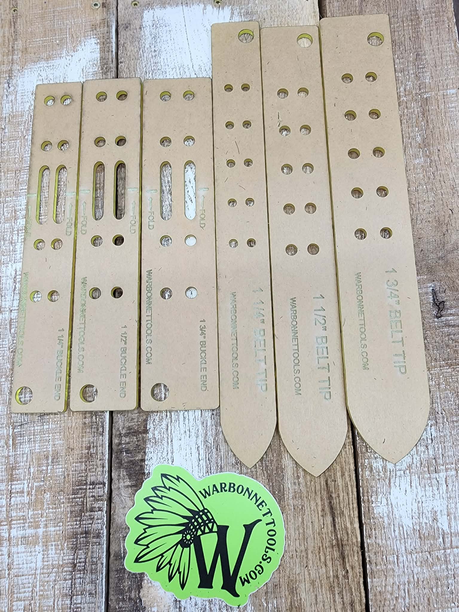 DOUBLE PRONG BELT TIP ENDS SET ACRYLIC TEMPLATE PATTERN