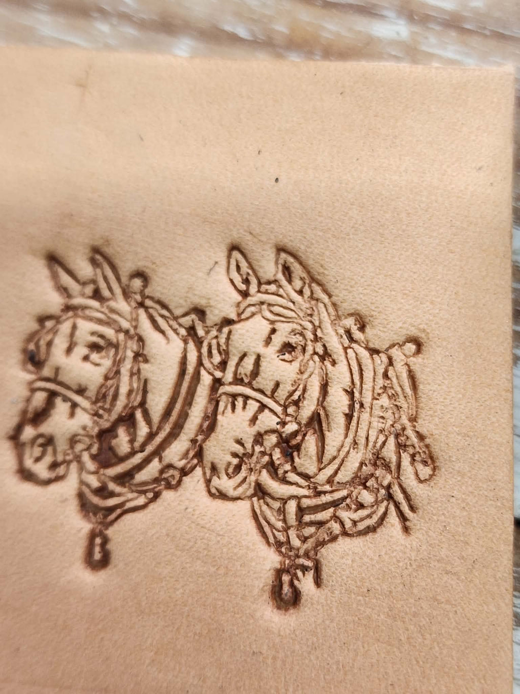 Draft Horses Team Novelty 3D Polymer Leather Stamp