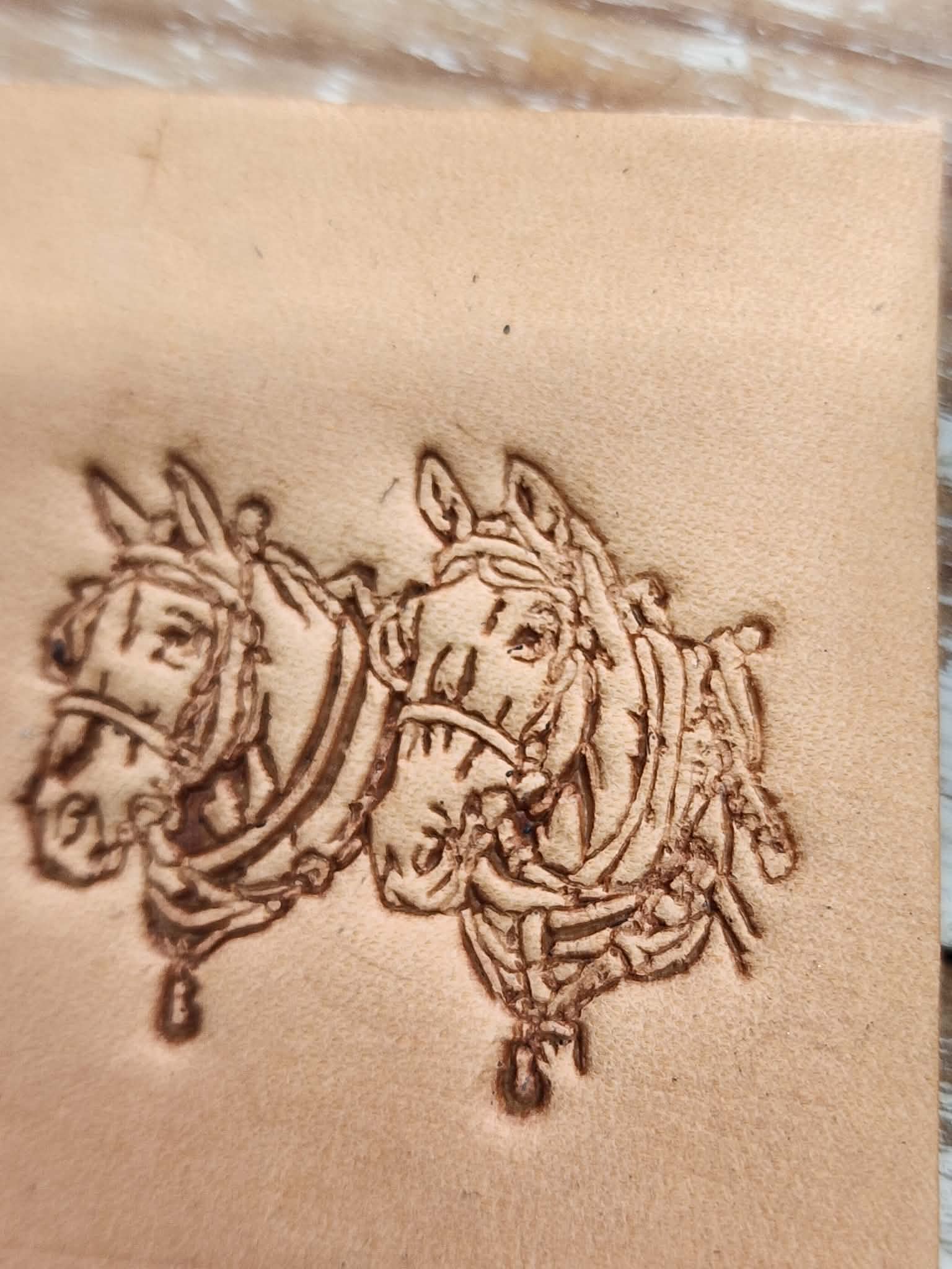 Draft Horses Team Novelty 3D Polymer Leather Stamp