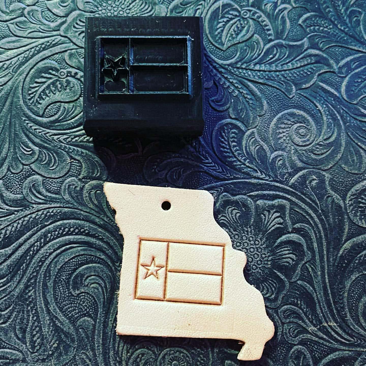 TEXAS FLAG 3D Polymer Leather Stamp