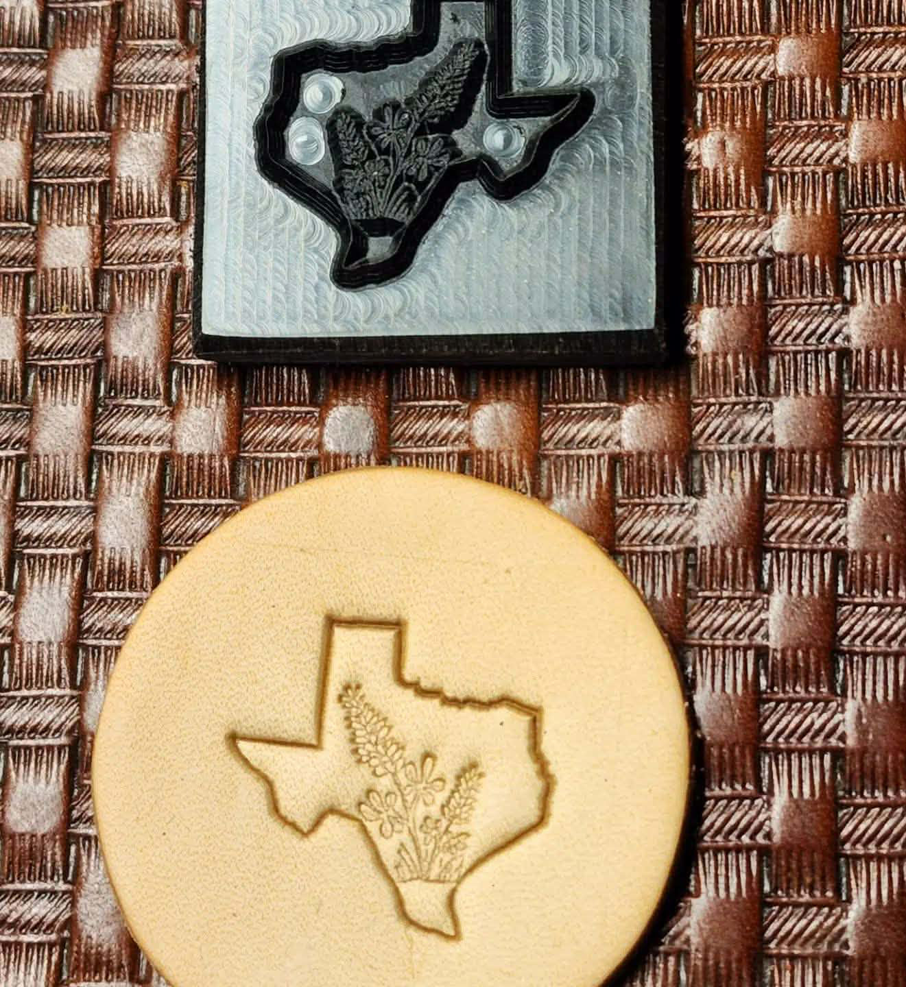 Texas Bluebonnet Novelty 3D Polymer Leather Stamp