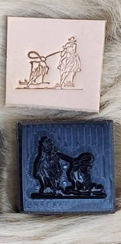 Calf Roper  Rodeo Novelty 3D Polymer Leather Stamp