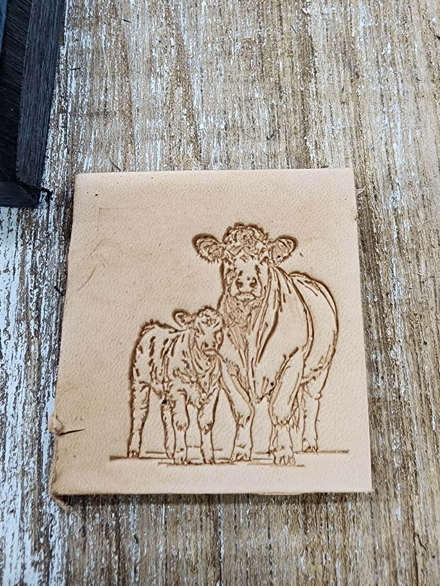 COW CALF 02 3D Polymer Leather Stamp