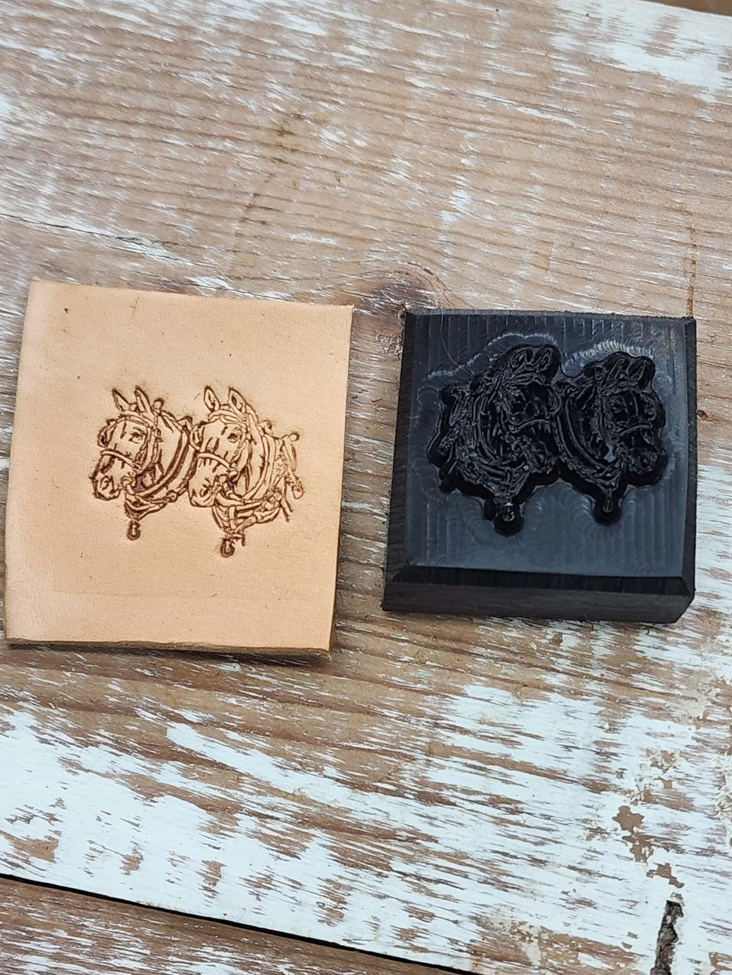 Draft Horses Team Novelty 3D Polymer Leather Stamp