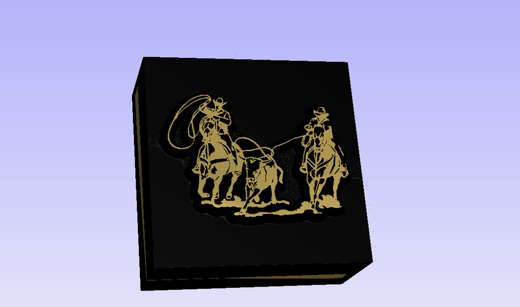 Team Ropers Roper Rodeo Novelty 3D Polymer Leather Stamp